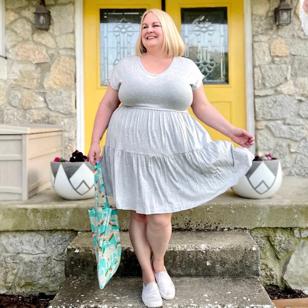 Grey Tiered T-Shirt Dress
